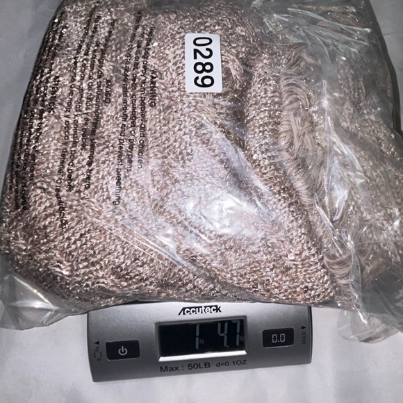 White House Black Market Sequin Sweater Boat-Neck Fringe Mink/Metallic Taupe W L - Picture 14 of 14